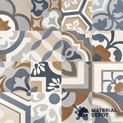 Moroccan Wall & Floor Tile TL 13396 Coastal Encaustic 2 ft x 2 ft Matte Finish Vitrified Tile - 9 mm | Suitable For Kitchen, Bathroom, Balcony