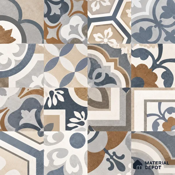 Moroccan Wall & Floor Tile TL 13396 Coastal Encaustic 2 ft x 2 ft Matte Finish Vitrified Tile - 9 mm | Suitable For Kitchen, Bathroom, Balcony