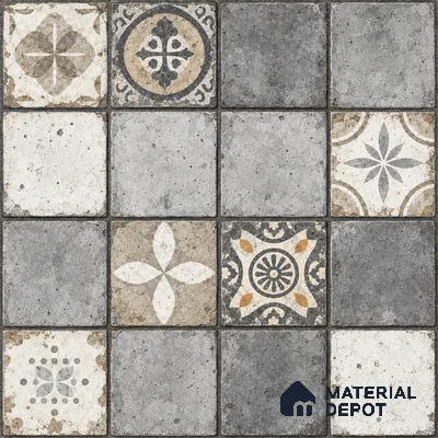 Moroccan Wall & Floor Tile TL 13395 Rustic Patchwork 2 ft x 2 ft Matte Finish Vitrified Tile - 9 mm | Suitable For Kitchen, Bathroom, Balcony
