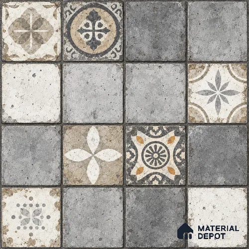 Moroccan Wall & Floor Tile TL 13395 Rustic Patchwork 2 ft x 2 ft Matte Finish Vitrified Tile - 9 mm | Suitable For Kitchen, Bathroom, Balcony