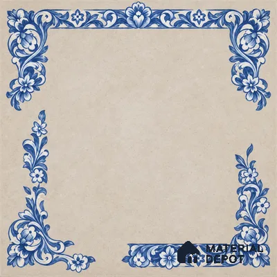 Moroccan Wall & Floor Tile TL 13398 Blue Border 2 ft x 2 ft Matte Carving Finish Vitrified Tile - 9 mm | Suitable For Kitchen, Bathroom, Balcony
