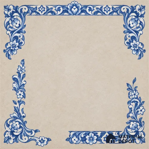 Moroccan Wall & Floor Tile TL 13398 Blue Border 2 ft x 2 ft Matte Carving Finish Vitrified Tile - 9 mm | Suitable For Kitchen, Bathroom, Balcony