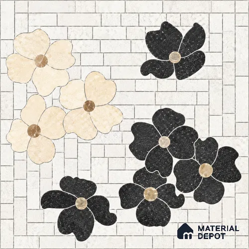 Moroccan Wall & Floor Tile TL 13404 Blossom Brick 2 ft x 2 ft Matte Carving Finish Vitrified Tile - 9 mm | Suitable For Kitchen, Bathroom, Balcony
