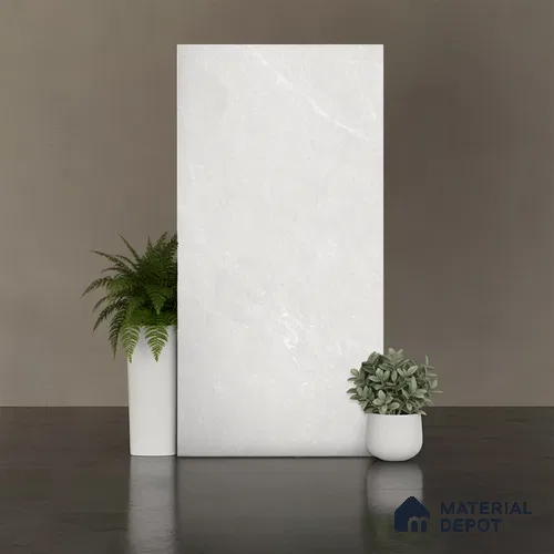 White Marble Floor & Wall Tile TL 07069 C   2 ft x 4 ft Vitrified Carving Matte Finish - 9 mm |  | Suitable for Living Room, Bedroom, Bathroom