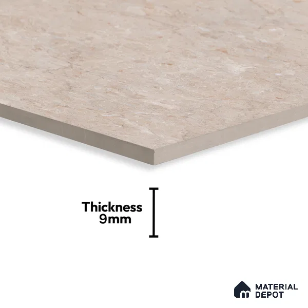 Beige Marble Floor & Wall Tile TL 07033 Gravier  2 ft x 4 ft Vitrified Glossy Finish - 9 mm | 6 Random Design | Suitable for Living Room, Bedroom, Bathroom