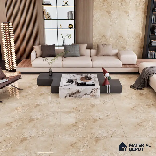 Brown Marble Floor & Wall Tile TL 07058 Gravier 2 ft x 4 ft Vitrified Glossy Finish - 9 mm | 5 Random Design | Suitable for Living Room, Bedroom, Bathroom