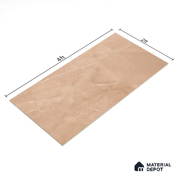 Brown Marble Floor & Wall Tile TL 07065 Gravier  2 ft x 4 ft Vitrified Glossy Finish - 9 mm | 5 Random Design | Suitable for Living Room, Bedroom, Bathroom (Sample)