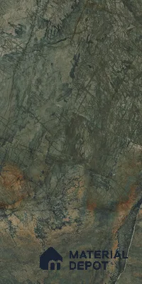 Green Marble Floor & Wall Tile TL 07054 Gravier  2 ft x 4 ft Vitrified High Gloss Finish - 9 mm | 6 Random Design | Suitable for Living Room, Bedroom, Bathroom (Sample)