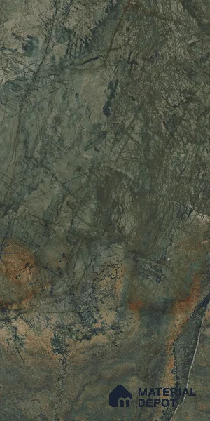 Green Marble Floor & Wall Tile TL 07054 Gravier  2 ft x 4 ft Vitrified High Gloss Finish - 9 mm | 6 Random Design | Suitable for Living Room, Bedroom, Bathroom (Sample)