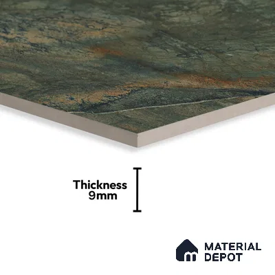 Green Marble Floor & Wall Tile TL 07054 Gravier  2 ft x 4 ft Vitrified High Gloss Finish - 9 mm | 6 Random Design | Suitable for Living Room, Bedroom, Bathroom (Sample)