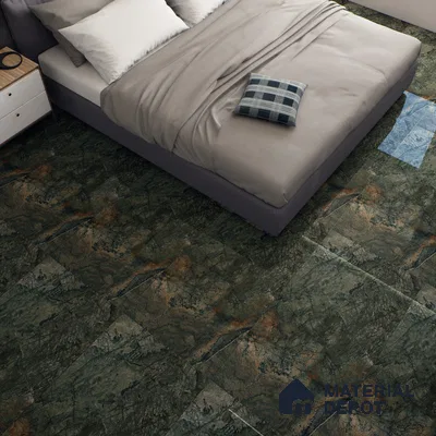 Green Marble Floor & Wall Tile TL 07054 Gravier  2 ft x 4 ft Vitrified High Gloss Finish - 9 mm | 6 Random Design | Suitable for Living Room, Bedroom, Bathroom (Sample)