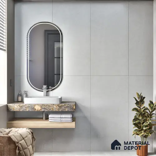 Grey Plain Wall & Floor Tile TL 06907 2 ft x 4 ft Vitrified Carving Matte Finish - 9 mm | 6 Random Design | Suitable for Living Room, Bedroom, Bathroom