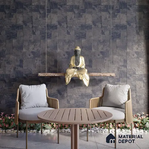 Black Stone Floor & Wall Tile TL 06936 Prestige Evardo Nero 2 ft x 4 ft Vitrified Carving Matte Finish - 9 mm | 4 Random Design | Suitable for Living Room, Bedroom, Bathroom