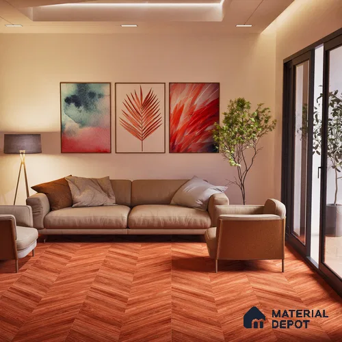 Brown Wood Floor Tile TL 06927 2 ft x 4 ft Vitrified Carving Matte Finish - 9 mm | Suitable for Living Room, Bedroom, Bathroom