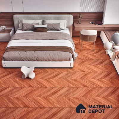 Brown Wood Floor Tile TL 06927   2 ft x 4 ft Vitrified Carving Matte Finish - 9 mm | Suitable for Living Room, Bedroom, Bathroom (Sample)