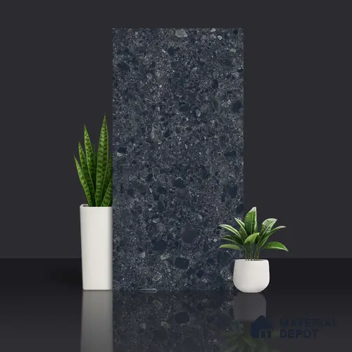 Black Stone Floor & Wall Tile TL 06997 Prestige Ceppo Nero 2 ft x 4 ft Vitrified Carving Matte Finish - 9 mm | 4 Random Design | Suitable for Living Room, Bedroom, Bathroom