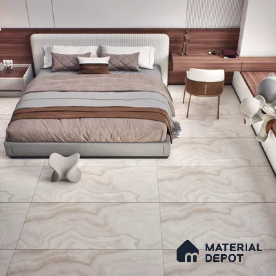 Beige Marble Floor & Wall Tile TL 06912 Prestige Belfino Silver Mine 2 ft x 4 ft Vitrified Carving Matte Finish - 9 mm | 8 Random Design | Suitable for Living Room, Bedroom, Bathroom