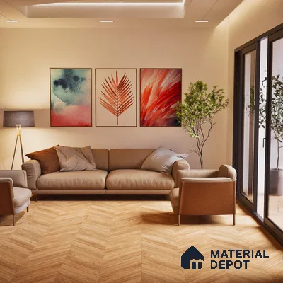 Brown Wood Floor Tile TL 06977   2 ft x 4 ft Vitrified Carving Matte Finish - 9 mm | Suitable for Living Room, Bedroom, Bathroom (Sample)
