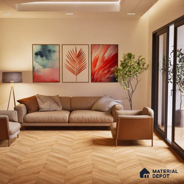 Brown Wood Floor Tile TL 06977   2 ft x 4 ft Vitrified Carving Matte Finish - 9 mm | Suitable for Living Room, Bedroom, Bathroom (Sample)