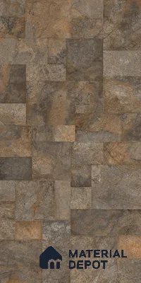 Brown Stone Floor & Wall Tile TL 06951 Prestige Evardo Brown 2 ft x 4 ft Vitrified Carving Matte Finish - 9 mm | 4 Random Design | Suitable for Living Room, Bedroom, Bathroom