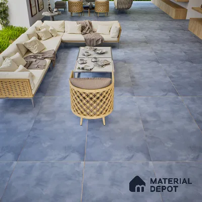 Blue Stone Floor & Wall Tile TL 06961 Prestige Bondford Viola 2 ft x 4 ft Vitrified Carving Matte Finish - 9 mm | 4 Random Design | Suitable for Living Room, Bedroom, Bathroom (Sample)