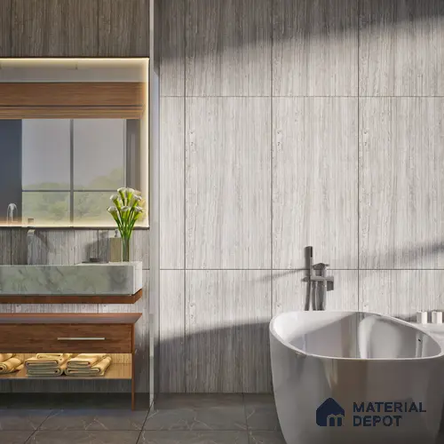 Grey Marble Floor & Wall Tile TL 06921 Prestige 2 ft x 4 ft Vitrified Carving Matte Finish - 9 mm | 6 Random Design | Suitable for Living Room, Bedroom, Bathroom