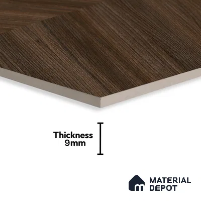 Brown Wood Floor Tile TL 06966   2 ft x 4 ft Vitrified Carving Matte Finish - 9 mm | Suitable for Living Room, Bedroom, Bathroom