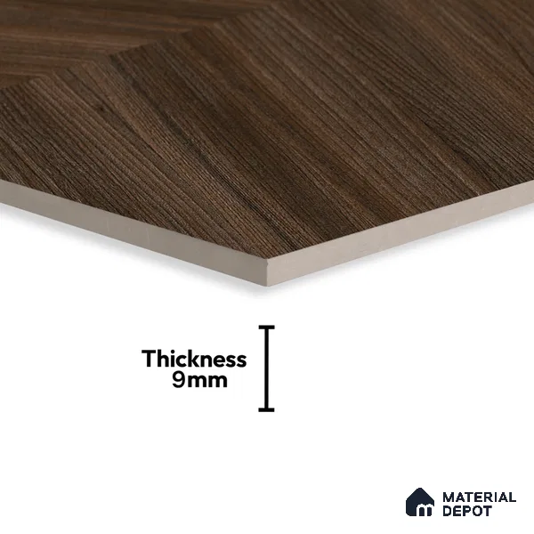 Brown Wood Floor Tile TL 06966   2 ft x 4 ft Vitrified Carving Matte Finish - 9 mm | Suitable for Living Room, Bedroom, Bathroom