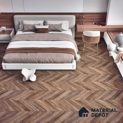 Brown Wood Floor Tile TL 06966   2 ft x 4 ft Vitrified Carving Matte Finish - 9 mm | Suitable for Living Room, Bedroom, Bathroom