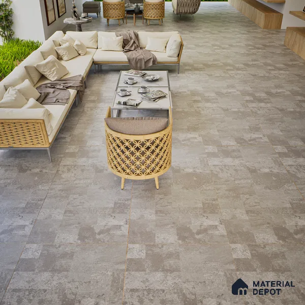 Grey Stone Floor & Wall Tile TL 07008 Prestige Evardo Gris 2 ft x 4 ft Vitrified Carving Matte Finish - 9 mm | 4 Random Design | Suitable for Living Room, Bedroom, Bathroom (Sample)