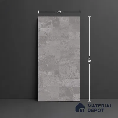 Grey Stone Floor & Wall Tile TL 07008 Prestige Evardo Gris 2 ft x 4 ft Vitrified Carving Matte Finish - 9 mm | 4 Random Design | Suitable for Living Room, Bedroom, Bathroom (Sample)