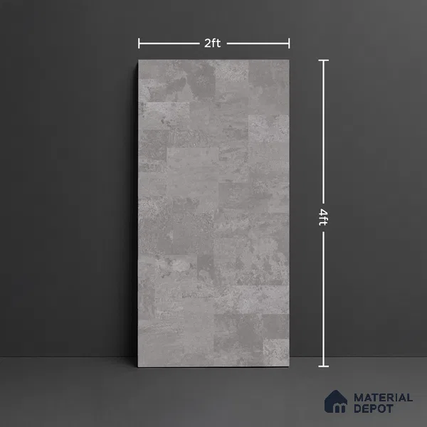 Grey Stone Floor & Wall Tile TL 07008 Prestige Evardo Gris 2 ft x 4 ft Vitrified Carving Matte Finish - 9 mm | 4 Random Design | Suitable for Living Room, Bedroom, Bathroom (Sample)