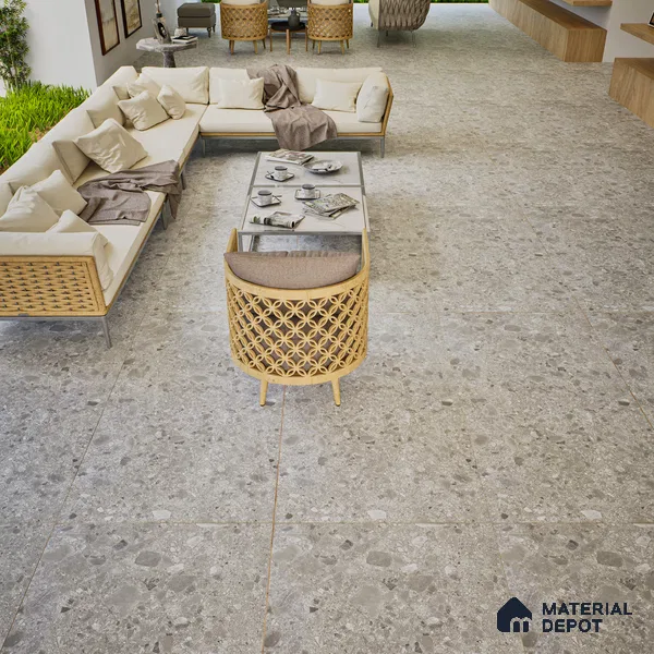 Grey Stone Floor & Wall Tile TL 06889 Prestige Ceppo Gris 2 ft x 4 ft Vitrified Carving Matte Finish - 9 mm | 4 Random Design | Suitable for Living Room, Bedroom, Bathroom