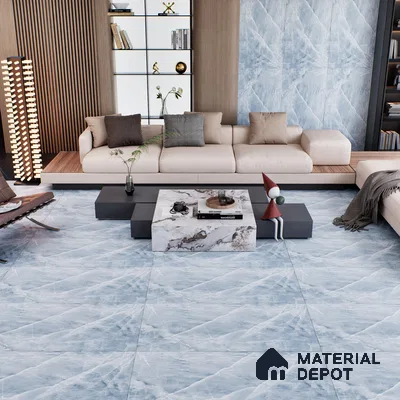 Blue Marble Floor & Wall Tile TL 06873 Prestige  2 ft x 4 ft Vitrified Carving Matte Finish - 9 mm | 6 Random Design | Suitable for Living Room, Bedroom, Bathroom (Sample)