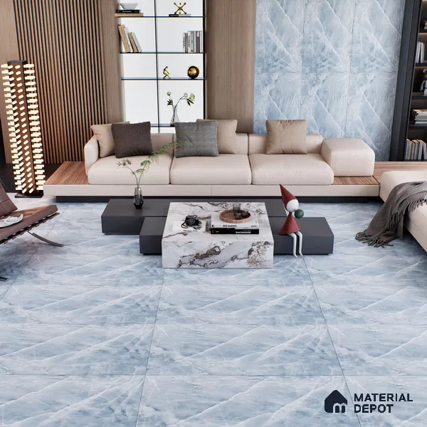 Blue Marble Floor & Wall Tile TL 06873 Prestige  2 ft x 4 ft Vitrified Carving Matte Finish - 9 mm | 6 Random Design | Suitable for Living Room, Bedroom, Bathroom (Sample)