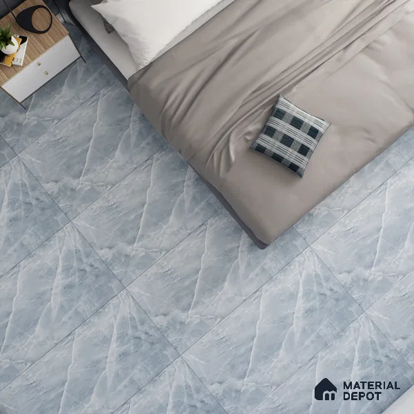 Blue Marble Floor & Wall Tile TL 06873 Prestige  2 ft x 4 ft Vitrified Carving Matte Finish - 9 mm | 6 Random Design | Suitable for Living Room, Bedroom, Bathroom (Sample)