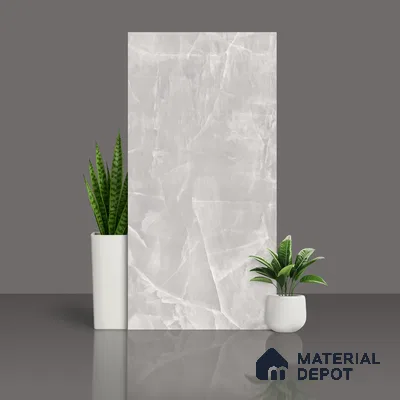 Grey Marble Floor & Wall Tile TL 10754 Prestige Opal Grey 2 ft x 4 ft Vitrified Carving Matte Finish - 9 mm | 4 Random Design | Suitable for Living Room, Bedroom, Bathroom