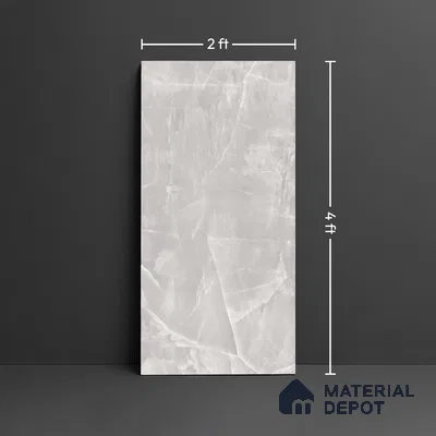 Grey Marble Floor & Wall Tile TL 10754 Prestige Opal Grey 2 ft x 4 ft Vitrified Carving Matte Finish - 9 mm | 4 Random Design | Suitable for Living Room, Bedroom, Bathroom