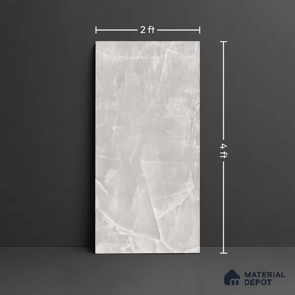 Grey Marble Floor & Wall Tile TL 10754 Prestige Opal Grey 2 ft x 4 ft Vitrified Carving Matte Finish - 9 mm | 4 Random Design | Suitable for Living Room, Bedroom, Bathroom