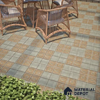 Stone Floor Tile TL 10102 C Modulo Grey 10 x 10 inch Matte Finish Vitrified Anti Skid Tile - 12 mm | Suitable For Balcony, Patio, Bathroom
