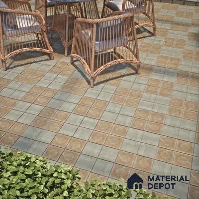 Stone Floor Tile TL 10102 D Modulo Grey Decor 10 x 10 inch Matte Finish Vitrified Anti Skid Tile - 12 mm | 8 Random Design | Suitable For Balcony, Patio, Bathroom