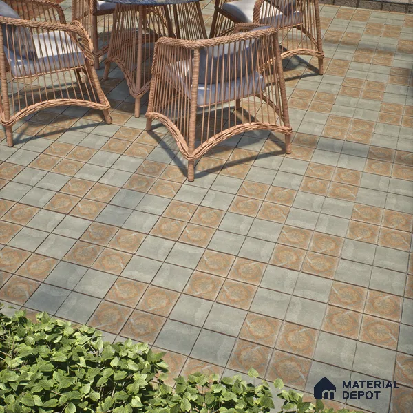 Stone Floor Tile TL 10102 D Modulo Grey Decor 10 x 10 inch Matte Finish Vitrified Anti Skid Tile - 12 mm | 8 Random Design | Suitable For Balcony, Patio, Bathroom