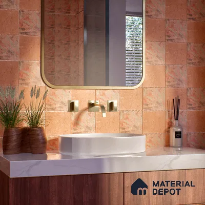 Stone Floor Tile TL 10110 C Modulo Clay 10 x 10 inch Matte Finish Vitrified Anti Skid Tile - 12 mm | Suitable For Balcony, Patio, Bathroom