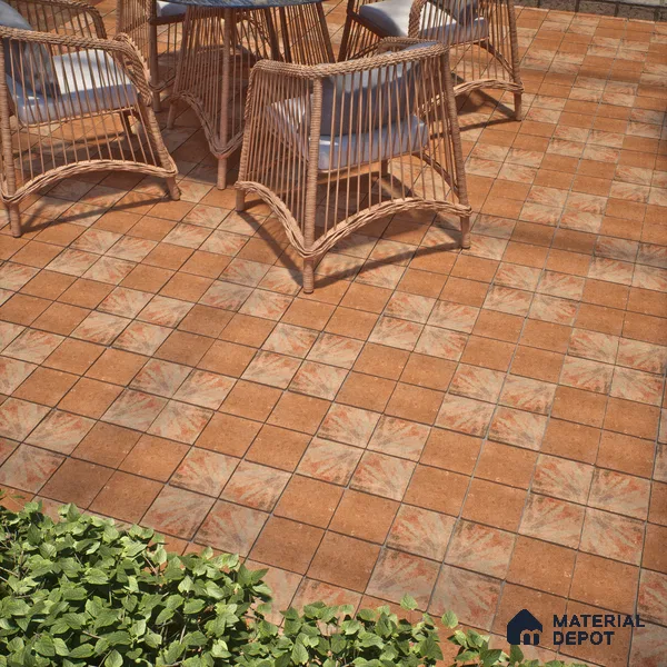 Patterned Floor Tile TL 10110 D Modulo Clay Decor 10 x 10 inch Matte Finish Vitrified Anti Skid Tile - 12 mm | 4 Random Design | Suitable For Balcony, Patio, Bathroom