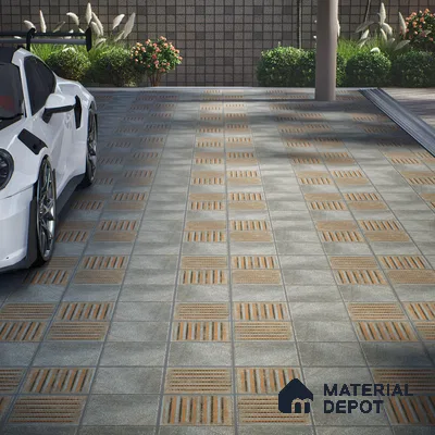 Patterned Floor Tile TL 10107 D Modulo Thunder Decor 10 x 10 inch Matte Finish Vitrified Anti Skid Tile - 12 mm | 4 Random Design | Suitable For Balcony, Patio, Bathroom