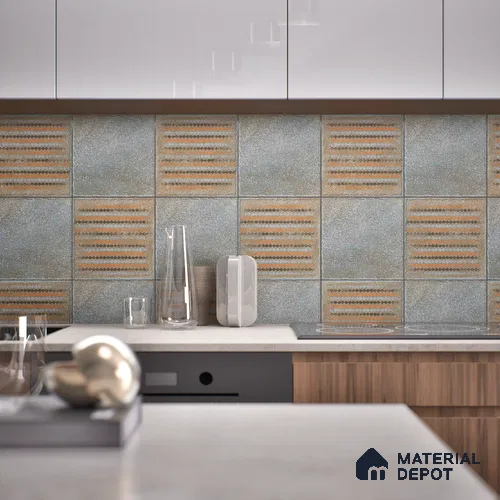 Patterned Floor Tile TL 10107 D Modulo Thunder Decor 10 x 10 inch Matte Finish Vitrified Anti Skid Tile - 12 mm | 4 Random Design | Suitable For Balcony, Patio, Bathroom