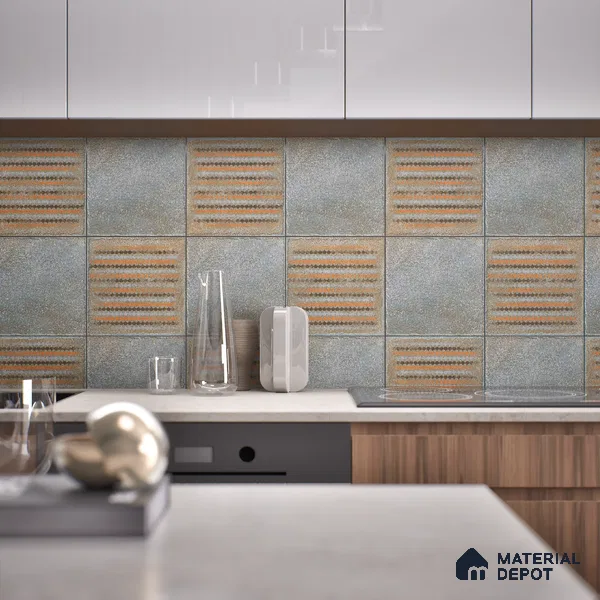 Patterned Floor Tile TL 10107 D Modulo Thunder Decor 10 x 10 inch Matte Finish Vitrified Anti Skid Tile - 12 mm | 4 Random Design | Suitable For Balcony, Patio, Bathroom