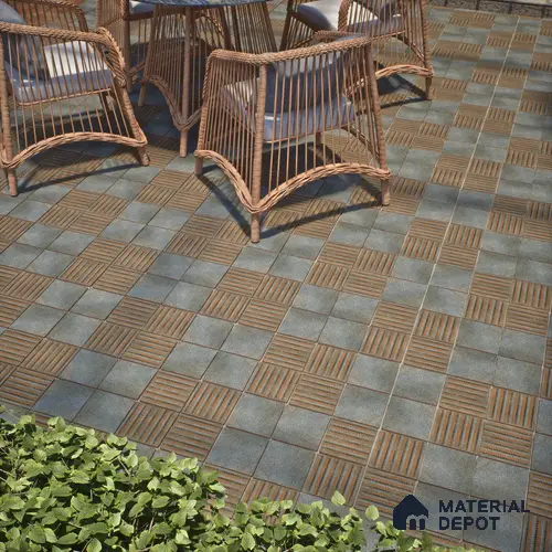 Patterned Floor Tile TL 10107 D Modulo Thunder Decor 10 x 10 inch Matte Finish Vitrified Anti Skid Tile - 12 mm | 4 Random Design | Suitable For Balcony, Patio, Outdoor