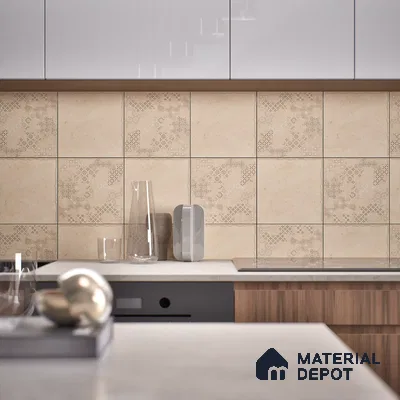 Subway Floor Tile TL 10105 D Modulo Sand Decor 10 x 10 inch Matte Finish Vitrified Anti Skid Tile - 12 mm | 4 Random Design | Suitable For Balcony, Patio, Bathroom