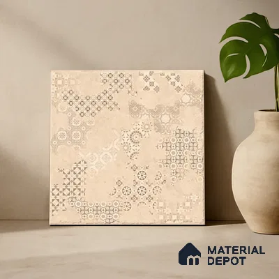Subway Floor Tile TL 10105 D Modulo Sand Decor 10 x 10 inch Matte Finish Vitrified Anti Skid Tile - 12 mm | 4 Random Design | Suitable For Balcony, Patio, Bathroom